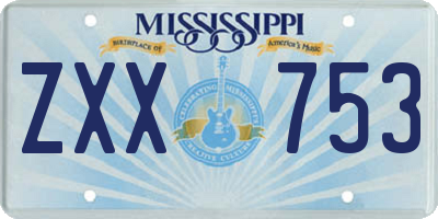 MS license plate ZXX753