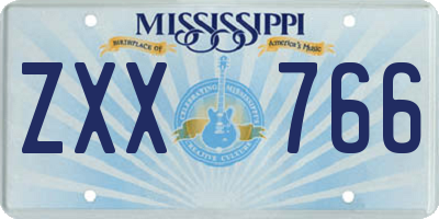 MS license plate ZXX766