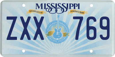 MS license plate ZXX769