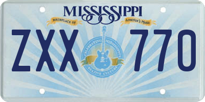 MS license plate ZXX770