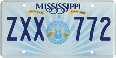 MS license plate ZXX772