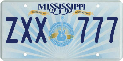 MS license plate ZXX777