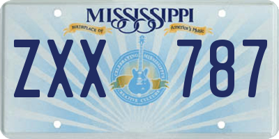 MS license plate ZXX787
