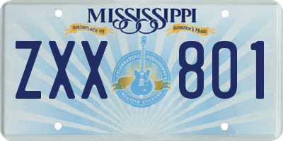 MS license plate ZXX801