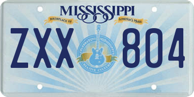 MS license plate ZXX804