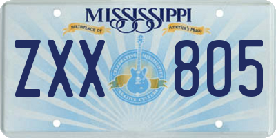 MS license plate ZXX805