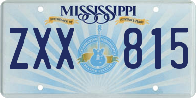 MS license plate ZXX815