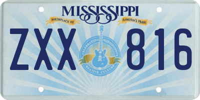 MS license plate ZXX816