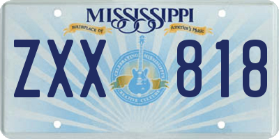 MS license plate ZXX818