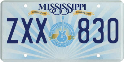 MS license plate ZXX830