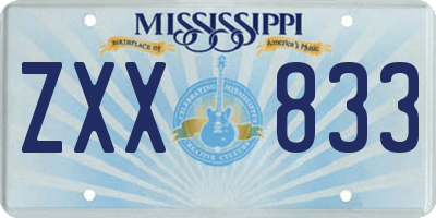 MS license plate ZXX833
