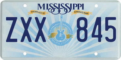 MS license plate ZXX845