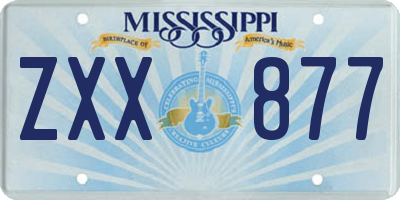 MS license plate ZXX877