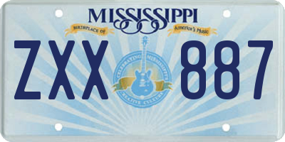 MS license plate ZXX887