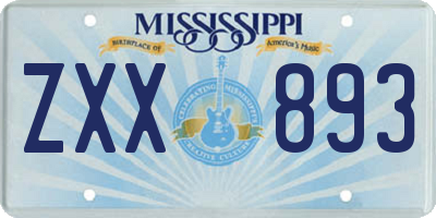 MS license plate ZXX893