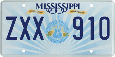 MS license plate ZXX910