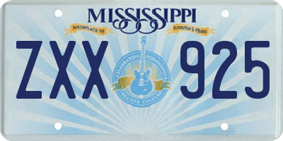 MS license plate ZXX925