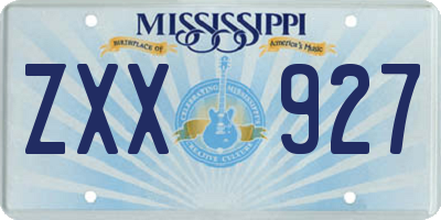 MS license plate ZXX927