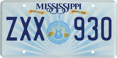 MS license plate ZXX930