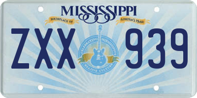 MS license plate ZXX939