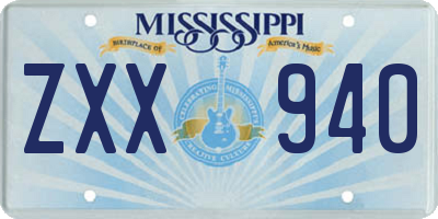 MS license plate ZXX940