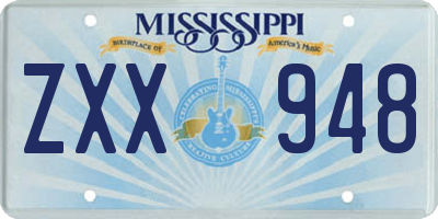 MS license plate ZXX948