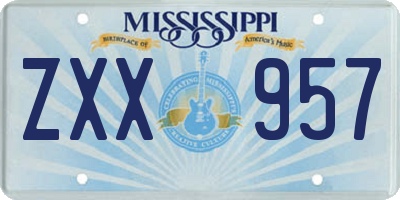MS license plate ZXX957