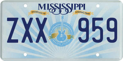 MS license plate ZXX959
