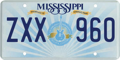 MS license plate ZXX960