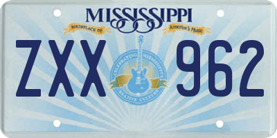 MS license plate ZXX962