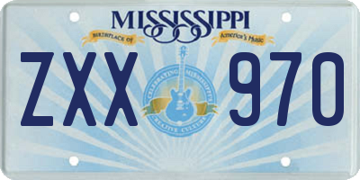 MS license plate ZXX970