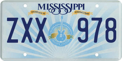 MS license plate ZXX978