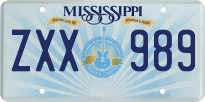 MS license plate ZXX989