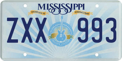 MS license plate ZXX993