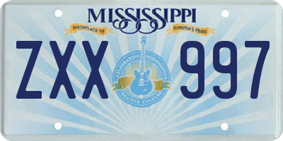 MS license plate ZXX997