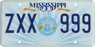 MS license plate ZXX999