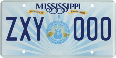 MS license plate ZXY000