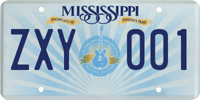 MS license plate ZXY001