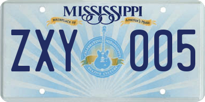 MS license plate ZXY005