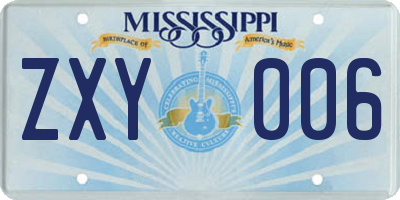 MS license plate ZXY006