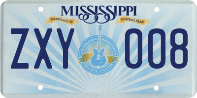 MS license plate ZXY008