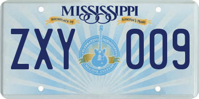 MS license plate ZXY009