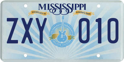 MS license plate ZXY010