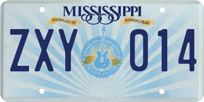 MS license plate ZXY014