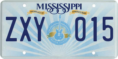 MS license plate ZXY015