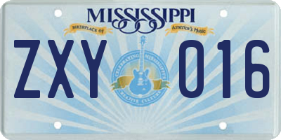 MS license plate ZXY016