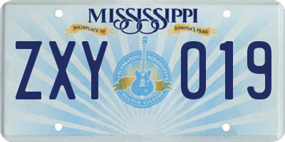 MS license plate ZXY019
