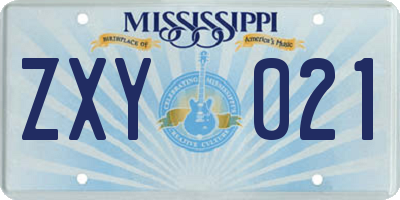 MS license plate ZXY021