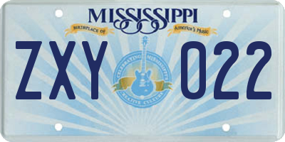 MS license plate ZXY022