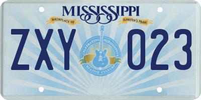 MS license plate ZXY023